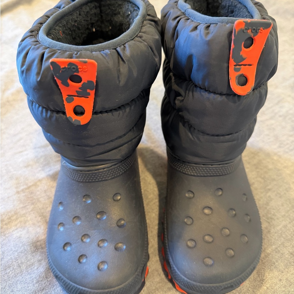Kids Navy and Orange Winter Boots - Waterproof Slip-On